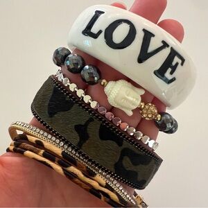 Eclectic Bracelet Bundle - Buddha Beads, LOVE Bangle, Animal Print + MORE